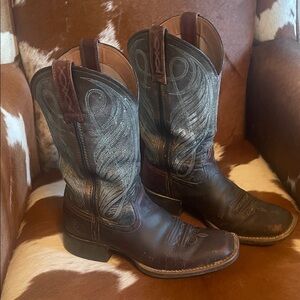 Ariat Women's Square Toe Western Cowboy Boot Dark Brown and Gold